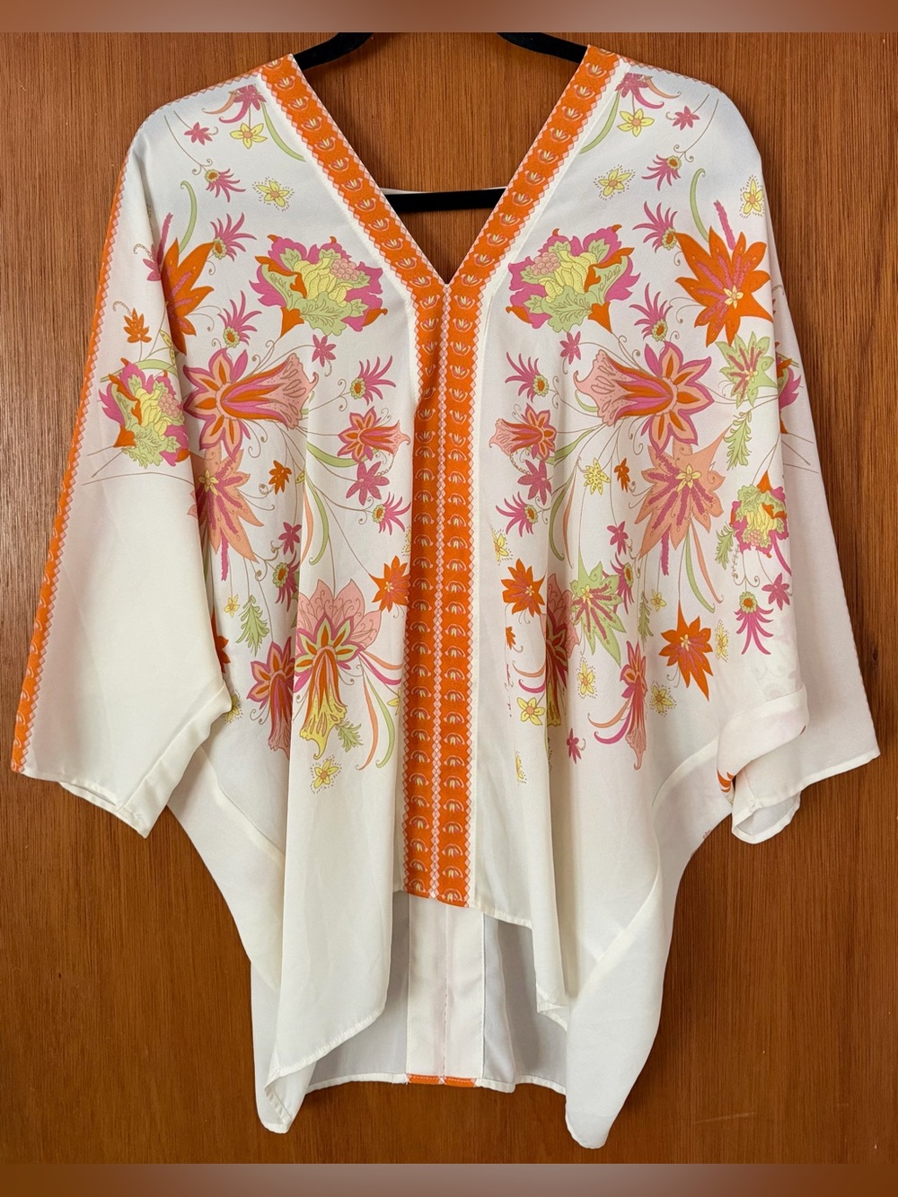 Rose & Olive White Tunic with Orange and Pink Floral Print